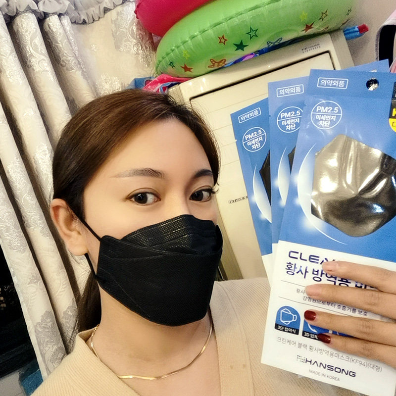 hansong韩国口罩面罩3d立体4层防护白色大号成人独立装10片