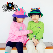 Korean DEVILWING childrens hat fishermans hat male and female baby sun hat Sun Hat sun sun hat tide tide