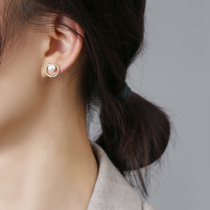 Circle pearl stud earrings 2021 new fashion simple personality 925 silver needle earrings female net red high-grade sense earrings