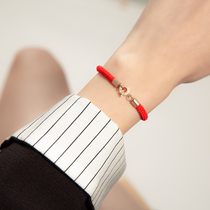 Red rope bracelet Female cow year lucky rope braided personality simple titanium steel does not fade hand rope trend fashion