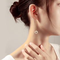 High-grade sense of ear line French net red 14k gold long tassel shell earrings 2021 new fashion drop earrings