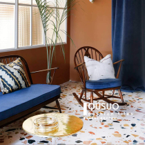 Fun color Nordic bathroom Terrazzo tile Kitchen living room ins powder net red non-slip tile floor tile