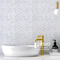 Modern minimalist bathroom Marble mosaic TV background wall Natural stone parquet tile Kitchen decoration