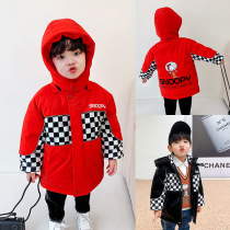 Childrens checkerboard down jacket winter clothes 2021 new boy hooded warm coat tide childrens clothing AF111