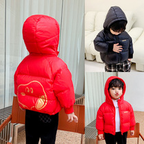 Childrens down jacket hooded warm 2021 new winter cartoon print boys coat