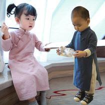 Net red infants go out Chinese style Hanfu Newborn tide brand one-piece Hayi year-old baby retro autumn tide