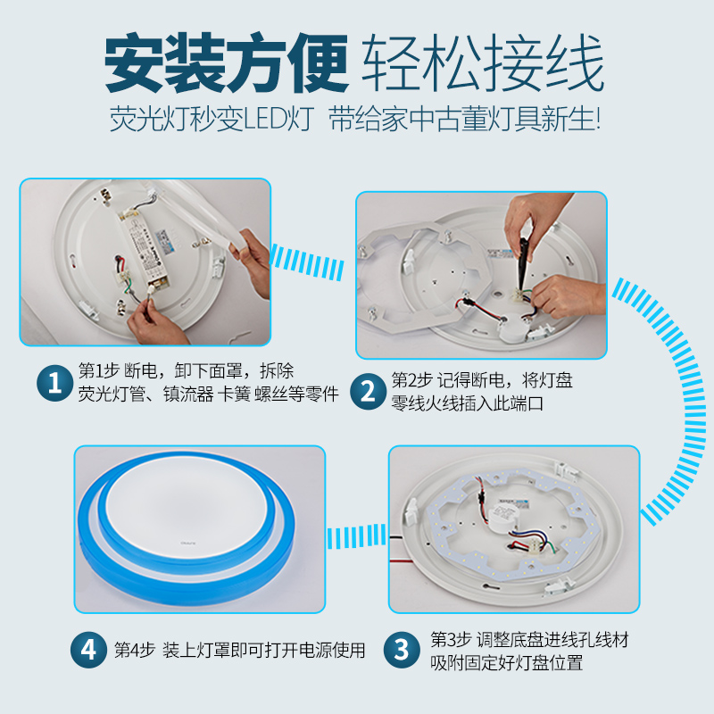 欧普照明led吸顶灯改造灯板圆形节能灯珠灯泡灯条贴片单灯盘光源产品展示图1