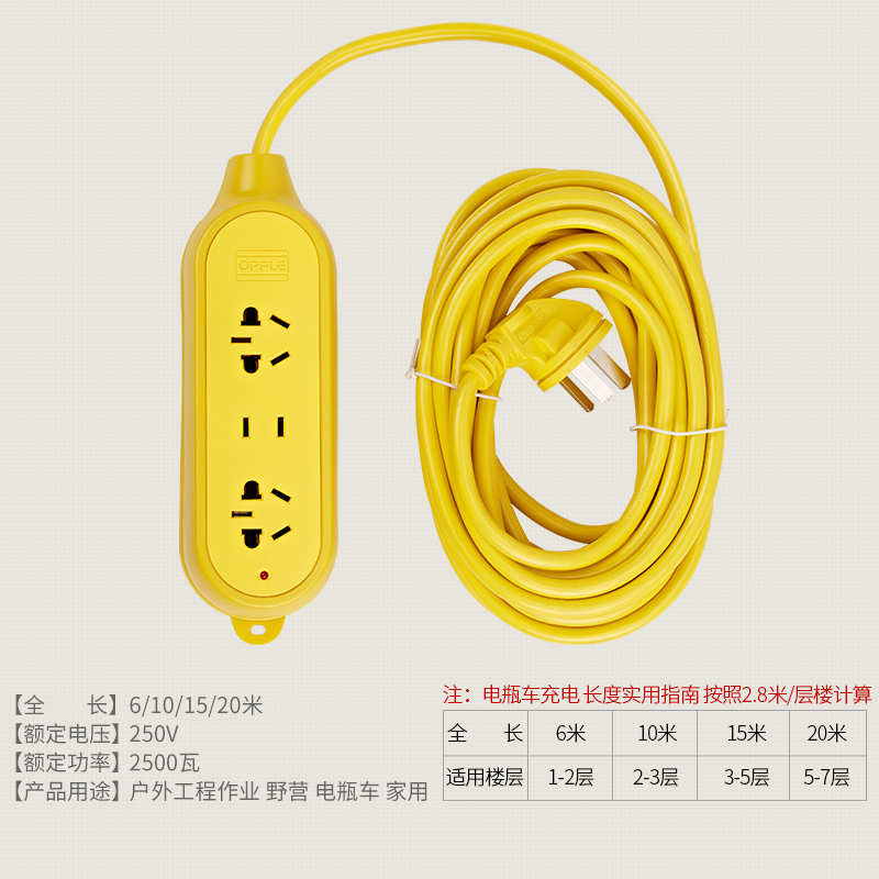 聚欧普照明防摔多功能插排插座排插拖线接线板多用延长线6米家用产品展示图4