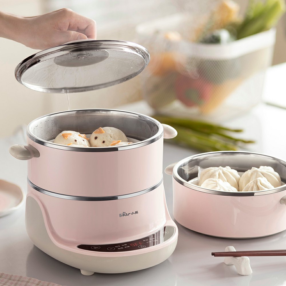 bear electric steamer multifunctional household large-capacity 304 stainless steel electric steamer multi-layer intelligent vegetable steamer