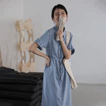 Sandro Svpr Denim Dress Dress Woman 2022 Summer new thin section with a slim and thin temperament
