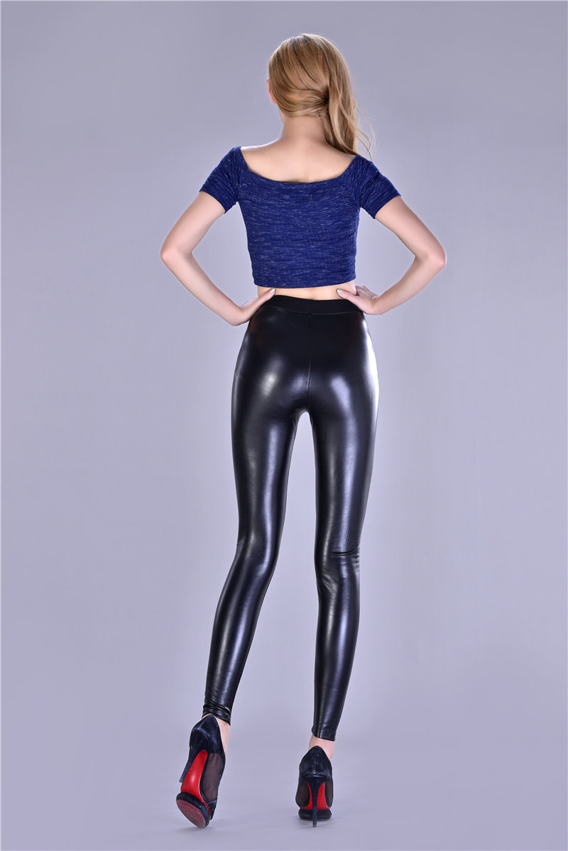 yex/雅尔香款女薄款加绒pu外穿亮光皮裤保暖打底美腿裤 y8137