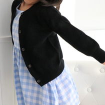 100 lap pure color round collar single row button soft mountain cashmere male and female child baby cardiff