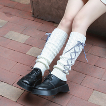 Knitted white jk socks cover lengthened day series long cylinder socks calf cover woman autumn winter warm knit lengthened pile socks