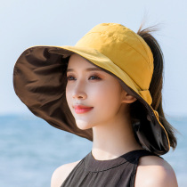 Sun hat female sunscreen big along bicyclist anti-UV shade with sun hat spring and autumn big hat peak summer hat
