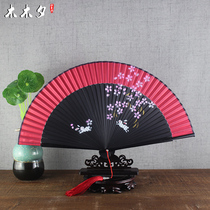 Big red fan folding fan Chinese style womens summer ancient classical dance dance craft hand-painted inkjet fan