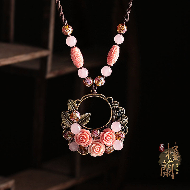 楼兰客栈花朵配饰装饰品复古风项链锁骨链短款古典中国风首饰女