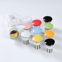 Washbasin Black ceramic drain Universal one-piece bouncing white suit with overflow hole deodorant drain pipe