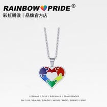 RainbowPride Rainbow Six color jewelry Love Pendant Puzzle Titanium Steel Necklace Same sex couple Friendship accessories