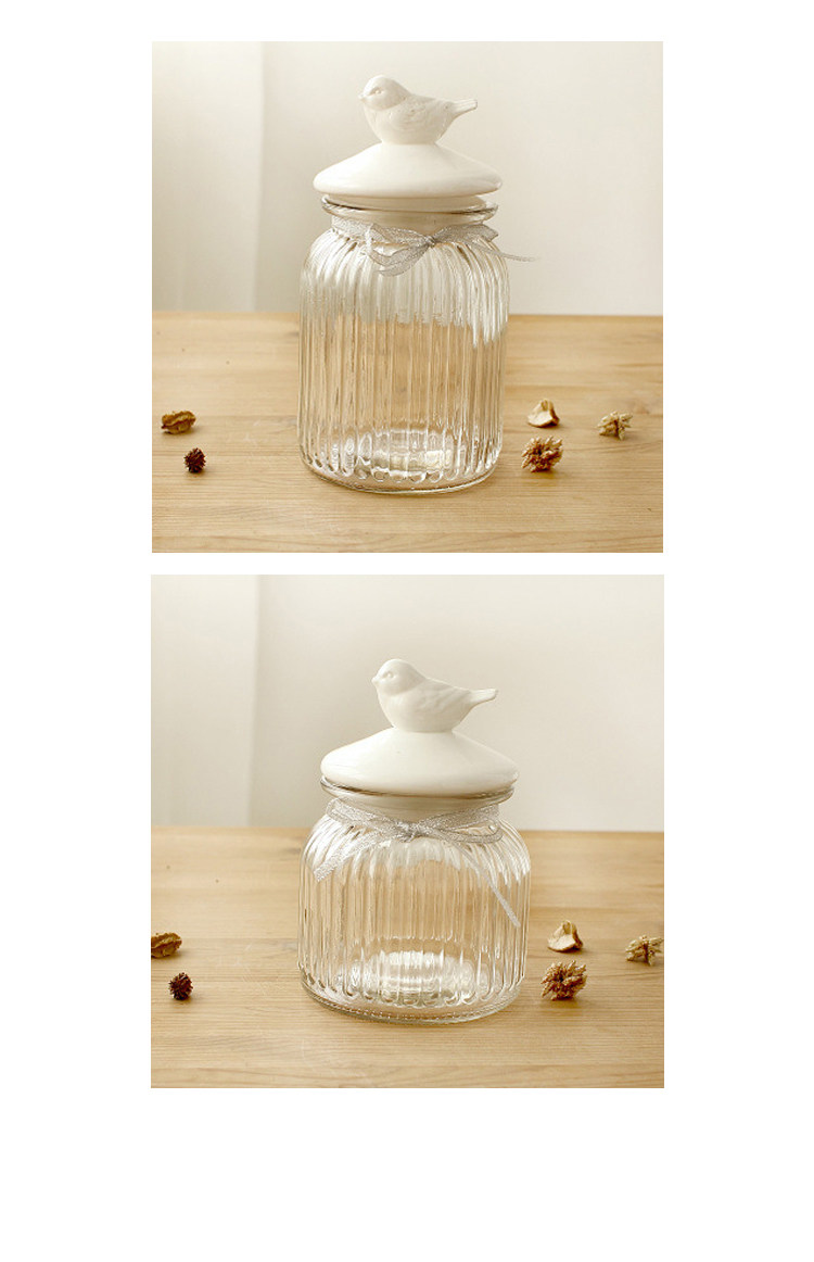 zakka陶瓷玻璃密封罐子零食干果动物透明储物罐创意家居饰品摆件