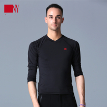 Nayi new modern dancer V collar black long sleeve dance clothing national standard dance men fashion comprehensive training suit
