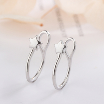 Atrium S925 silver pentagonal star ear clip minimalist net red earring personality without earbuds ear bonnet ear hook male and female