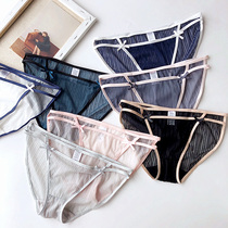 Sexy mesh openwork strappings low waist breifs bows breathable lightweight cotton lined girly panties underpants