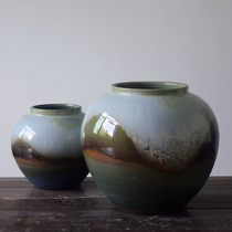 Jingdezhen handmade pottery cans dried flowers floor vases modern China-Europe-style porch study decoration