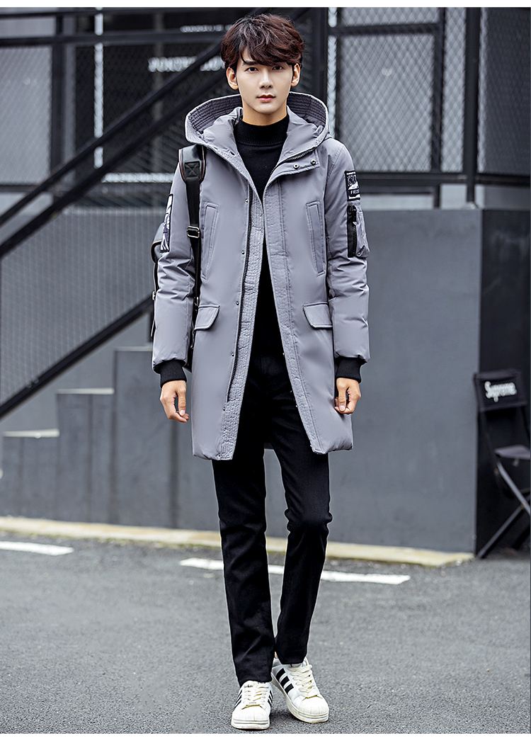 新款男士中长款羽绒服冬装外套男加厚白鸭绒羽绒服xz1216-62-p100