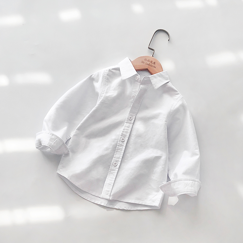 Boy White Shirt Pure Cotton Spring Autumn Children Dress New Baby Academy Performance Blouse Children Long Sleeve Shirt Children