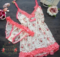 New suspender nightgown women Summer thin small sexy floral with chest pad pajamas cute Japanese students pajamas