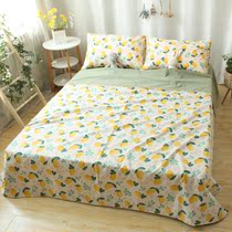 Four-piece full cotton 1 8M m bed linen quilt cover quilt cover simple double naked sleeping water washing cotton lemon