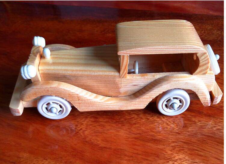 热销复古木质老爷车模型 实木汽车工艺品摆件 木头车 老爷车