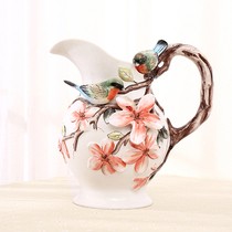 European style Chinese flower and bird ceramic large vase hand-painted embossed ceramic decoration hydroponic vase home gifts