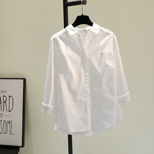 White long-sleeved shirt women's 2020 spring and autumn new Korean version was thin and versatile literary shirt casual bottoming shirt top White long-sleeved shirt women's 2020 spring and autumn new Korean version was thin and versatile literary shirt casual bottoming shirt top