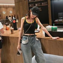 Song Zhengen harnesses vest woman external wearing summer 2021 new inner hitch undershirt pure cotton sashimi with short sleeveless blouses
