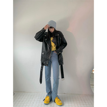 Song Zhen Un Kanji Female Straight Carrier 2022 New high waist slim horn broad leg trousers