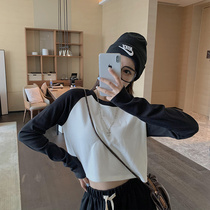 Pure cotton short coat womens ins tide 2021 early autumn new niche design sense base shirt long sleeve T-shirt spring and autumn