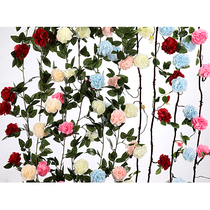 Rattan flower wedding simulation flower foreign peony flower strip fake flower silk flower wedding background decoration rattan strip