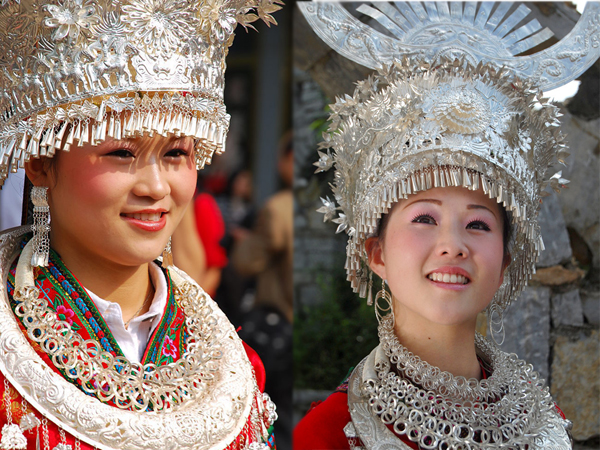 苗族侗族服装银饰服饰头饰帽子项圈演出服女装 苗族藤圈抛圈