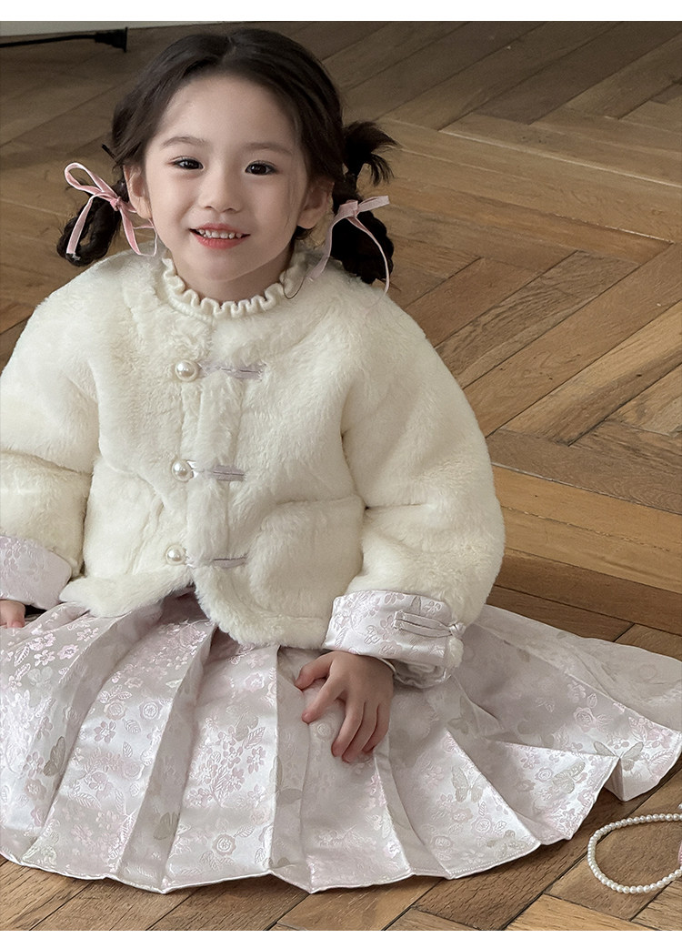 susie苏西童装马面裙中国风新年套装2024秋冬新款女宝宝毛毛外套