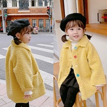 Girls autumn winter coat Lamb hair thickened 2020 new foreign style winter baby girl plush coat long