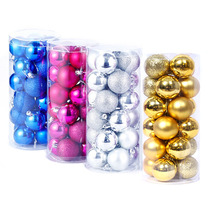 Christmas tree decorations Barrel ball hanging ball Bright ball electroplated matte ball Window exhibition hall decoration gift pack 24pcs