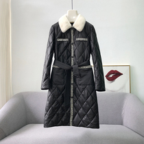 (headlayer sheep leather) Bieger Show big code down clothes women 200 catty of medium length fat mm genuine leather clothing womens winter