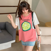 200 catty-size t-shirt female short sleeve round collar 2022 New fat mm Summer loose knit cardiovert blouse