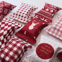 Christmas and New Year holiday decoration tissue box modern simple Christmas red fabric tissue set ins Nordic tissue set