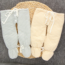 Newborn cotton pants winter 0-3 months baby lace-up baby belly with toddler belly and foot open gear padded pants with feet