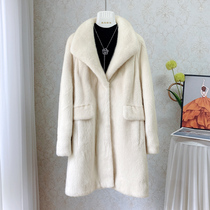 2022 new winter imported velvet mink fur coat womens whole mink mid-length stand collar mink fur coat