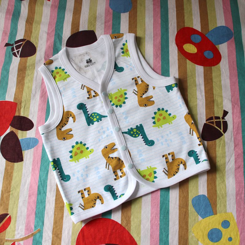 Warm-in children Monolayer Pure Cotton Waistchia Baby full cotton thin Waistcoat Large Size for Vest Sponge Baby Printed