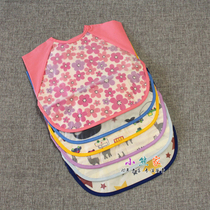 Infants and toddlers eating clothes bibs childrens waterproof coveralls men and women baby long-sleeved reverse dressing spring and summer thin section
