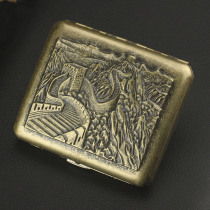 Solid relief cigarette case 20 loaded mens coarse smoke bronzes made of old retro metal stainless steel Chinese wind personality